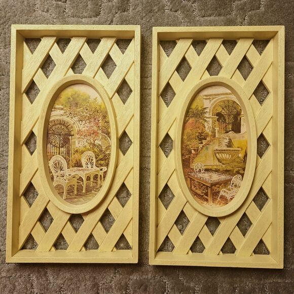 2 Burwood HOME INTERIORS 1544-1 Lattice Frame Wall Art PLAQUES GARDEN VERANDA 76 - Picture 1 of 9